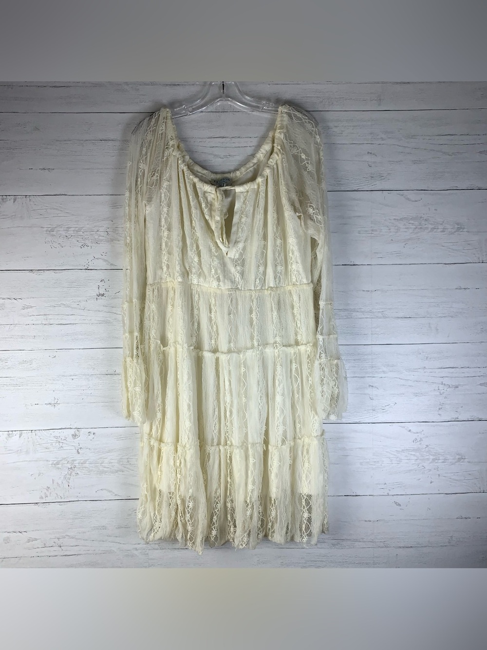 Fashion on the run bohemian ivory lace dress size M